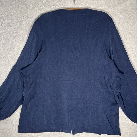 Vintage Design Todays Tunic Top Women’s 2X Navy Blue Rayon Silk Lagenlook Boxy - Picture 15 of 16